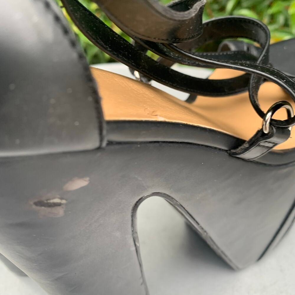 Current Mood Strappy Platform Black Pleather Heel… - image 8